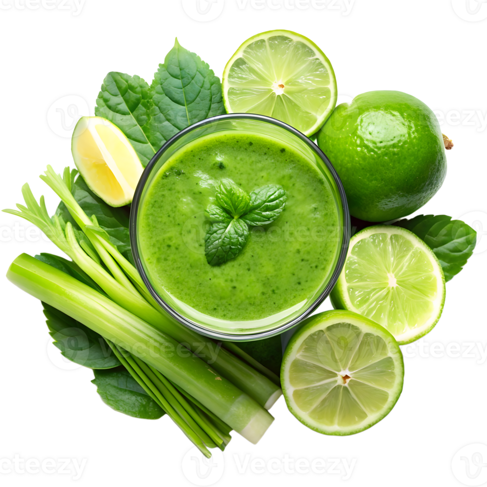 Refreshing green smoothie with vibrant limes and herbs for healthy lifestyle png