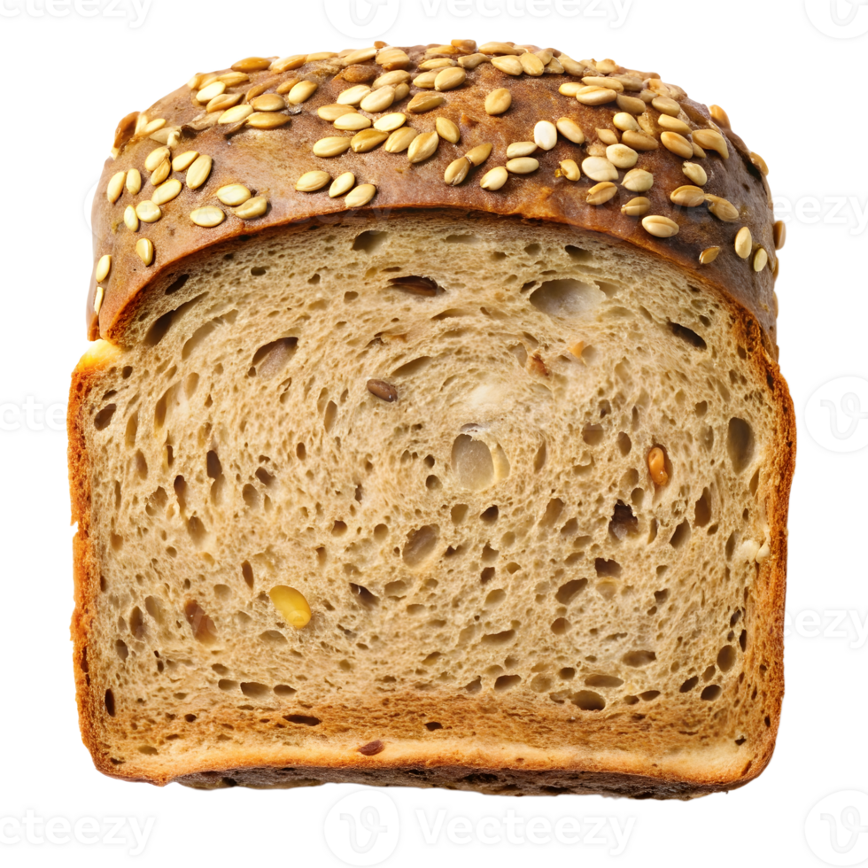 Detailed Macro View of a Fresh Slice of Multigrain Bread with Seeds Topping png
