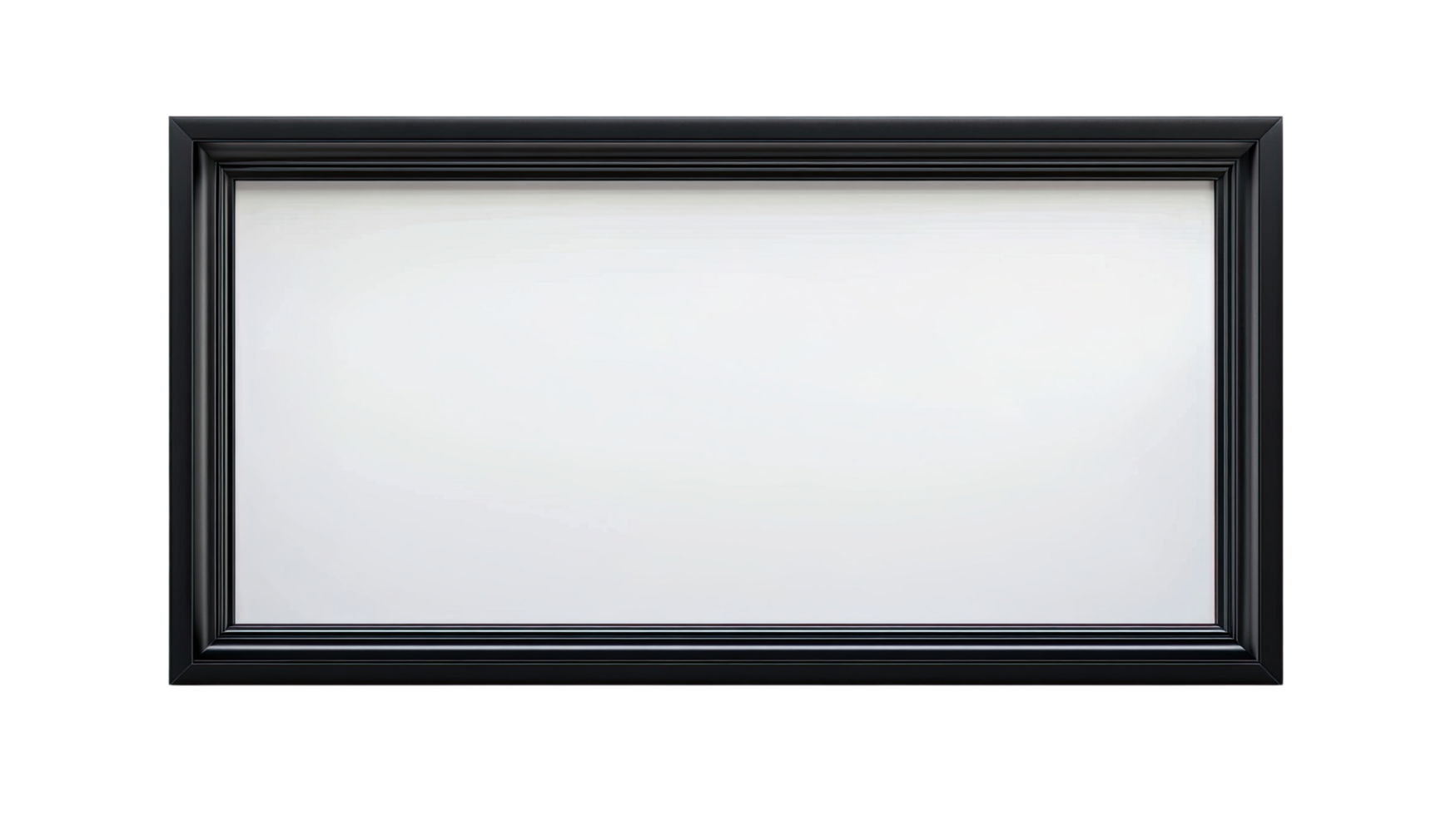 An empty black frame, ready to display your favorite artwork or photographs, complementing any interior decor. png