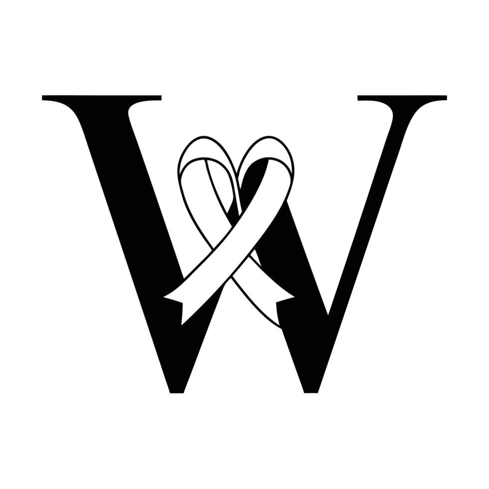 Contemporary letter W created from flowing and intertwining ribbons, perfect for modern graphic design and branding projects vector