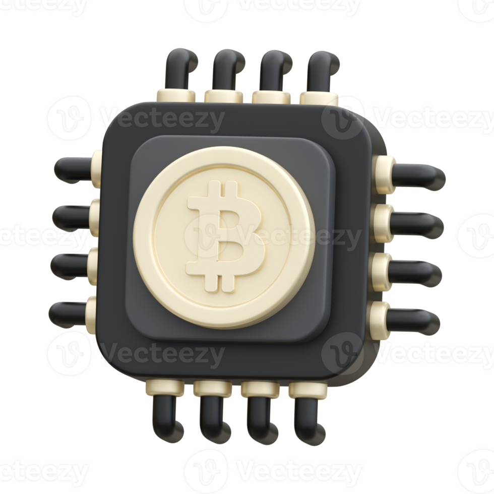 Bitcoin Processor 3D Illustration png