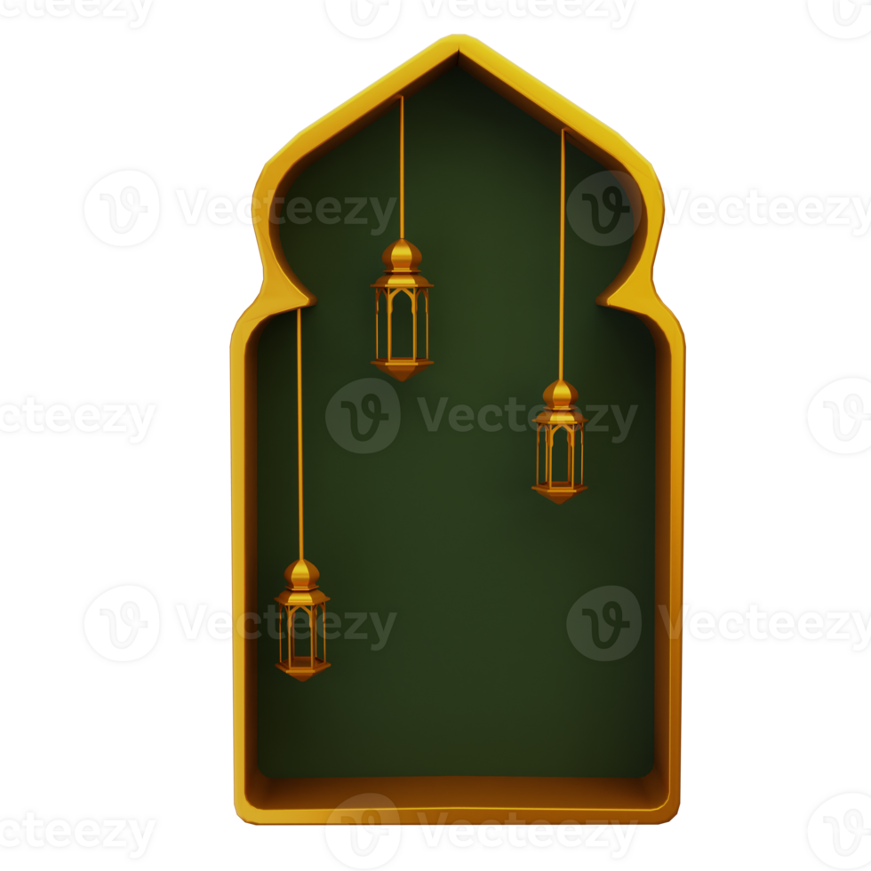 Arabic Lantern and Window 3D Illustration png