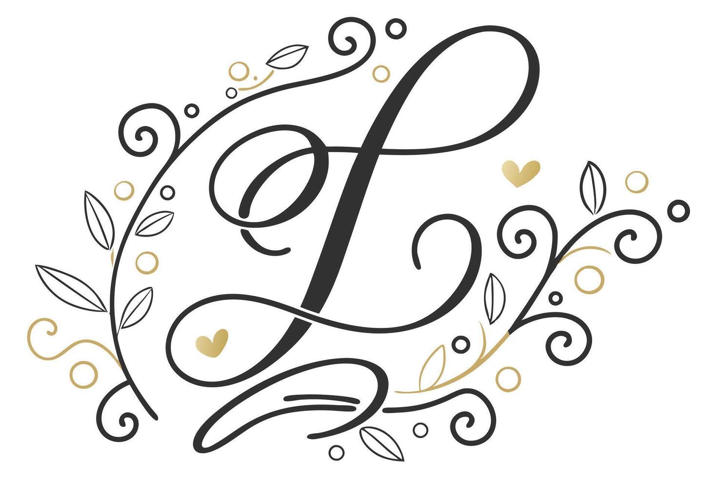 Elegant letter L designed in a flowing script font with intricate curves and decorative swirls, ideal for sophisticated branding vector