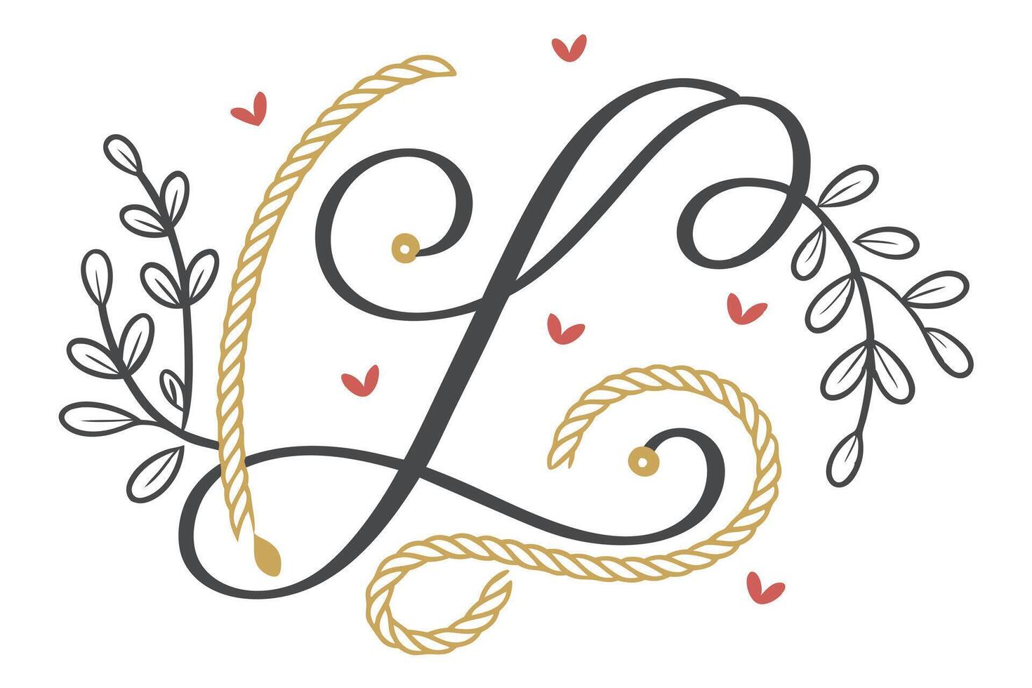 Stylish letter L in an artistic script font with sweeping curves, perfect for modern logos and creative design concepts vector