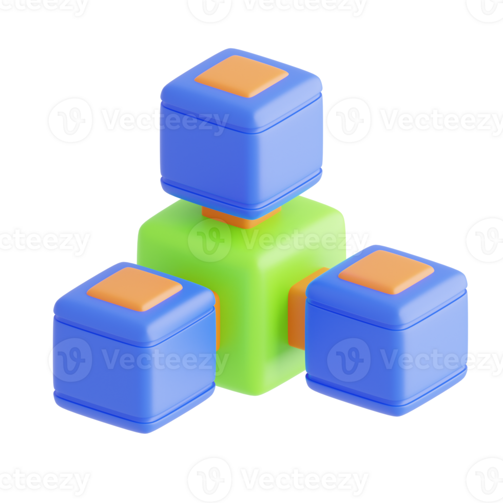 Blockchain 3D illustration png