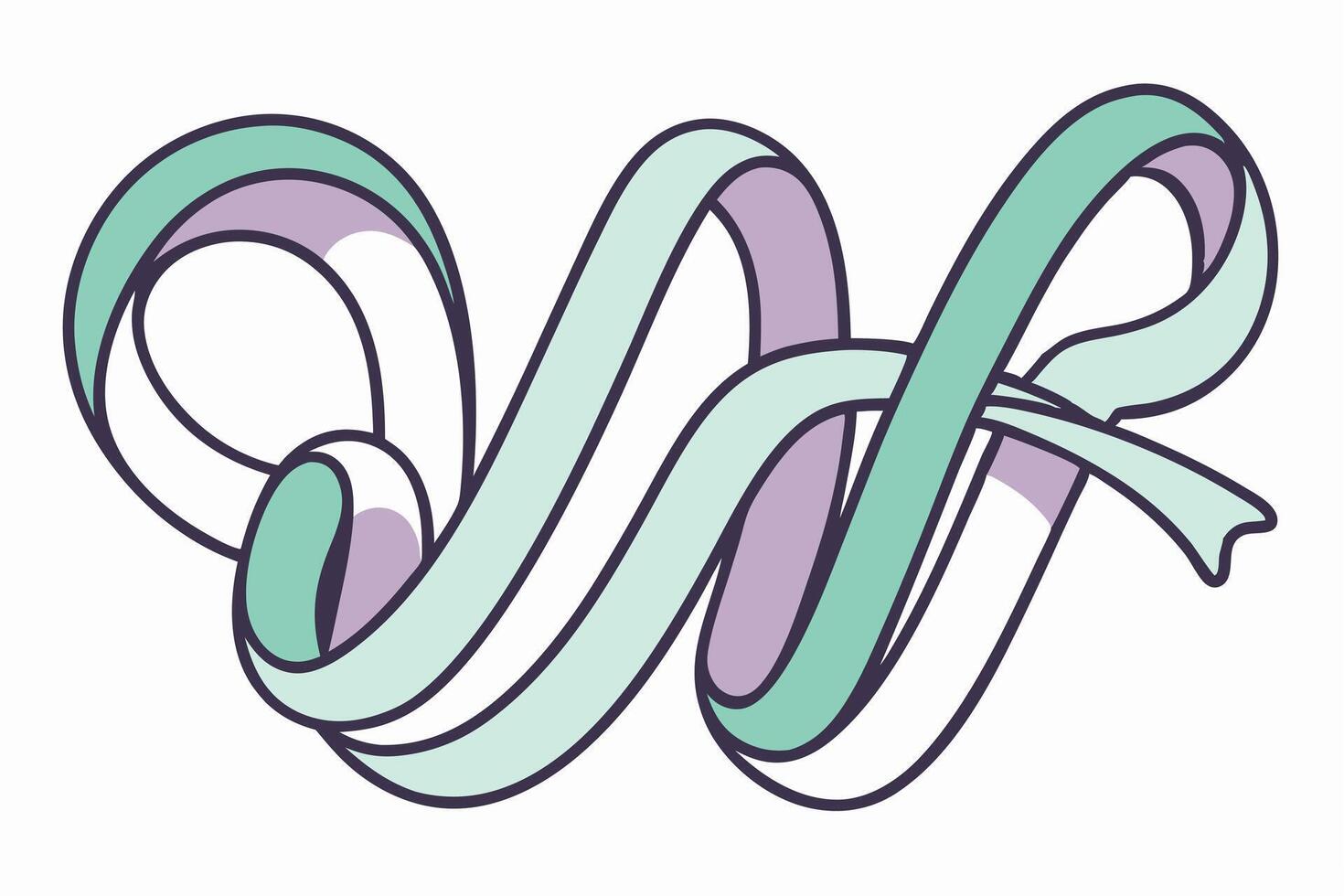 Beautifully crafted letter W formed with ribbon like flowing shapes, perfect for designs requiring a modern, stylish aesthetic vector