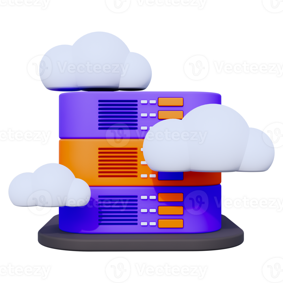 Cloud Database 3D object Illustration png