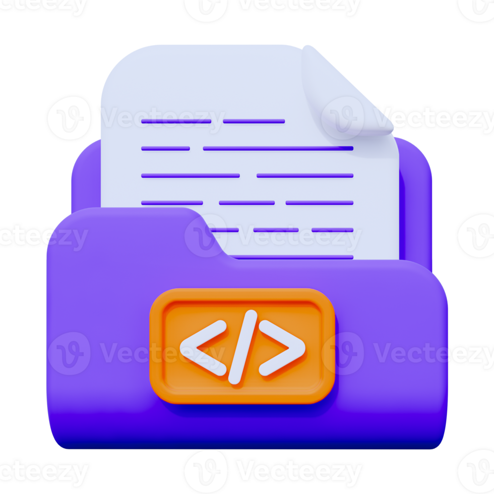 Programming Folder 3D object Illustration png