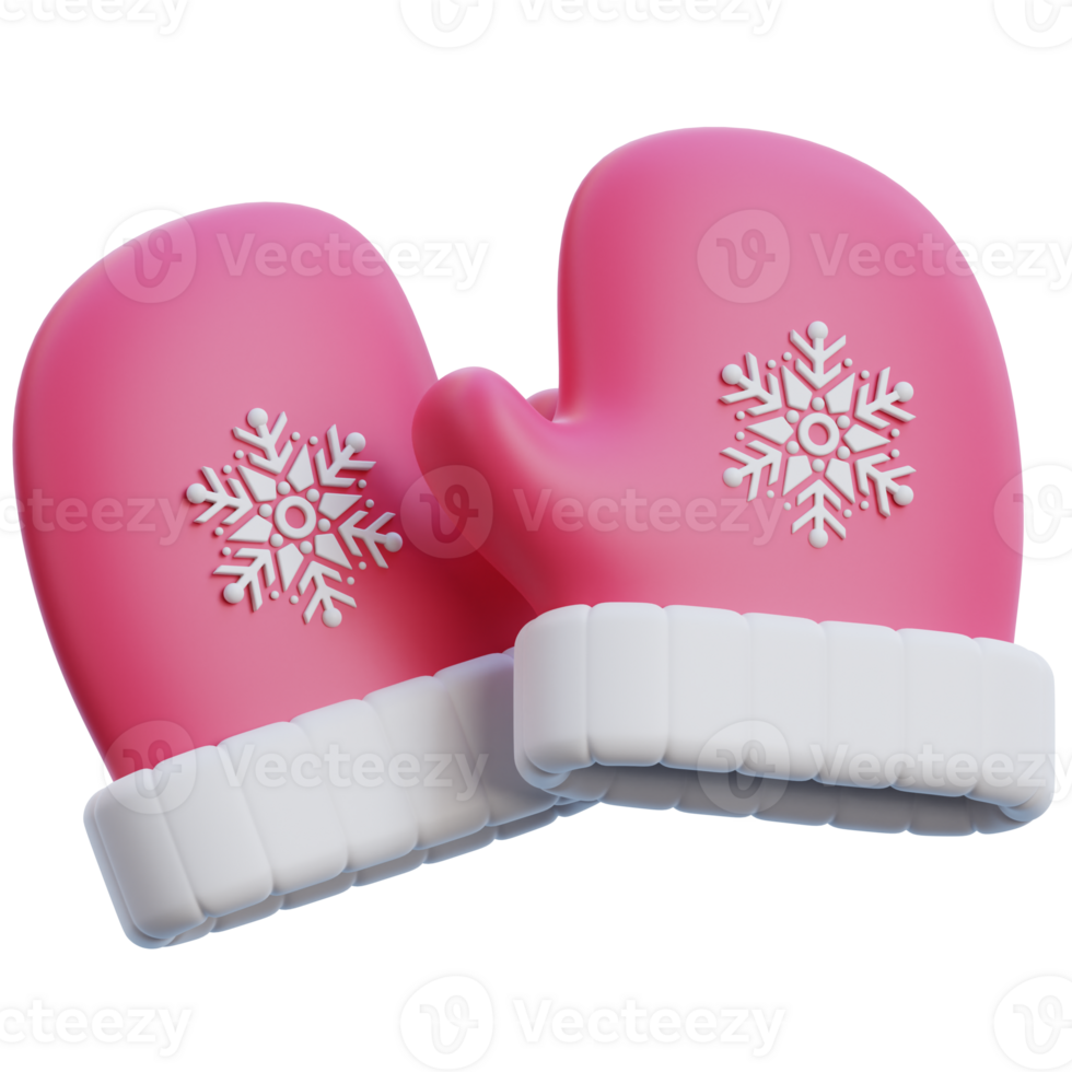 Winter glove 3D object Illustration png