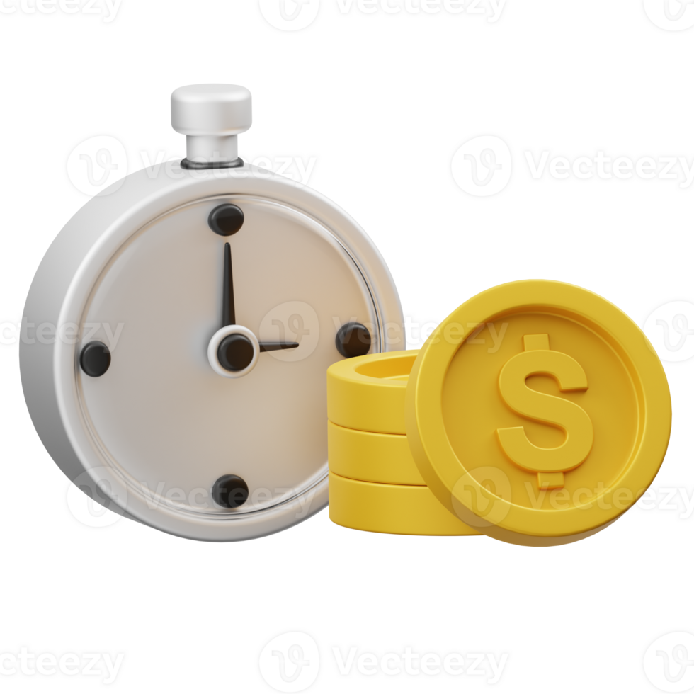 Time Is Money 3D object Illustration png