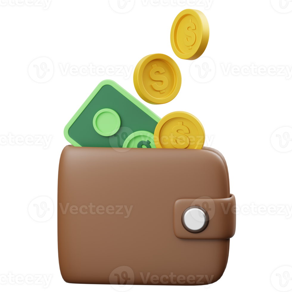 Money Wallet 3D object Illustration png