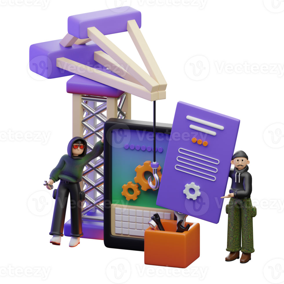 Updating mobile system 3D object Illustration png