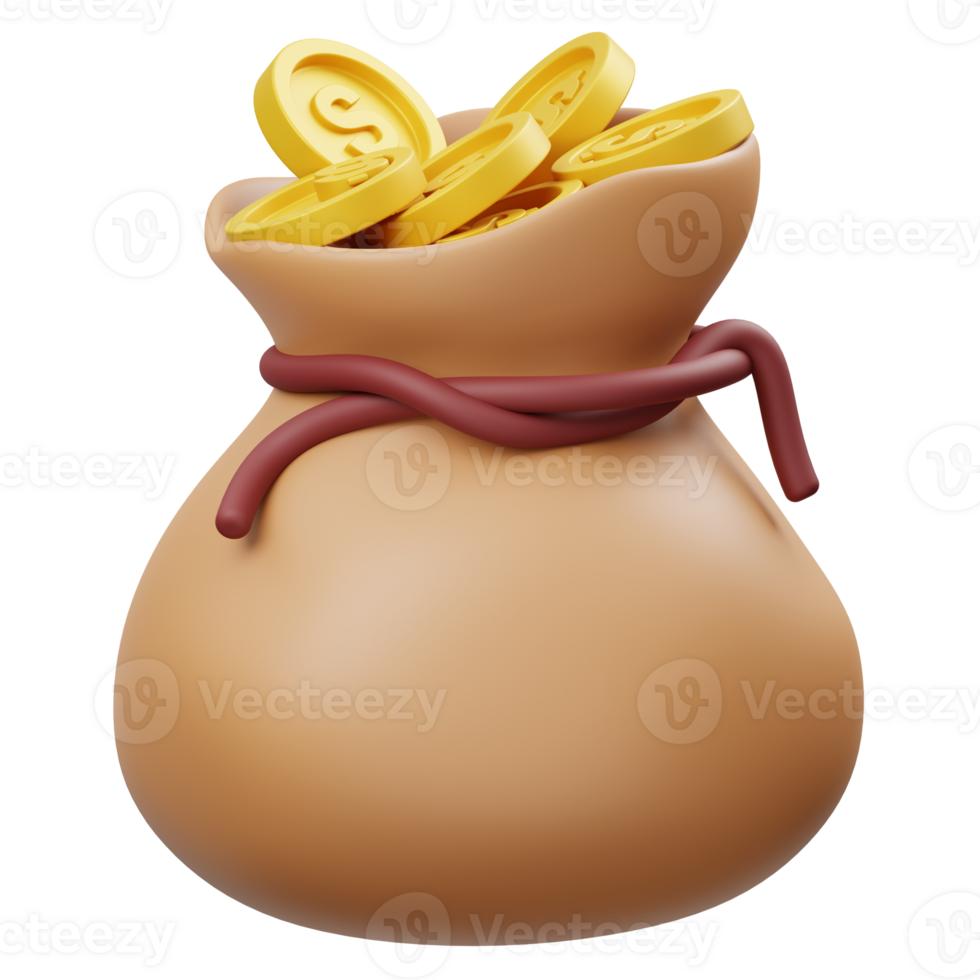 Money Bag 3D object Illustration png