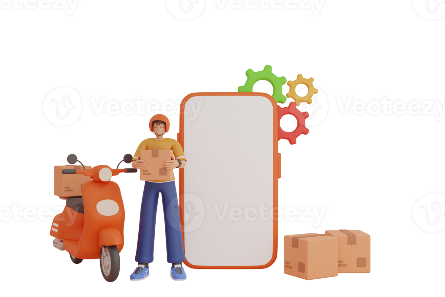 Online delivery service 3D object Illustration png