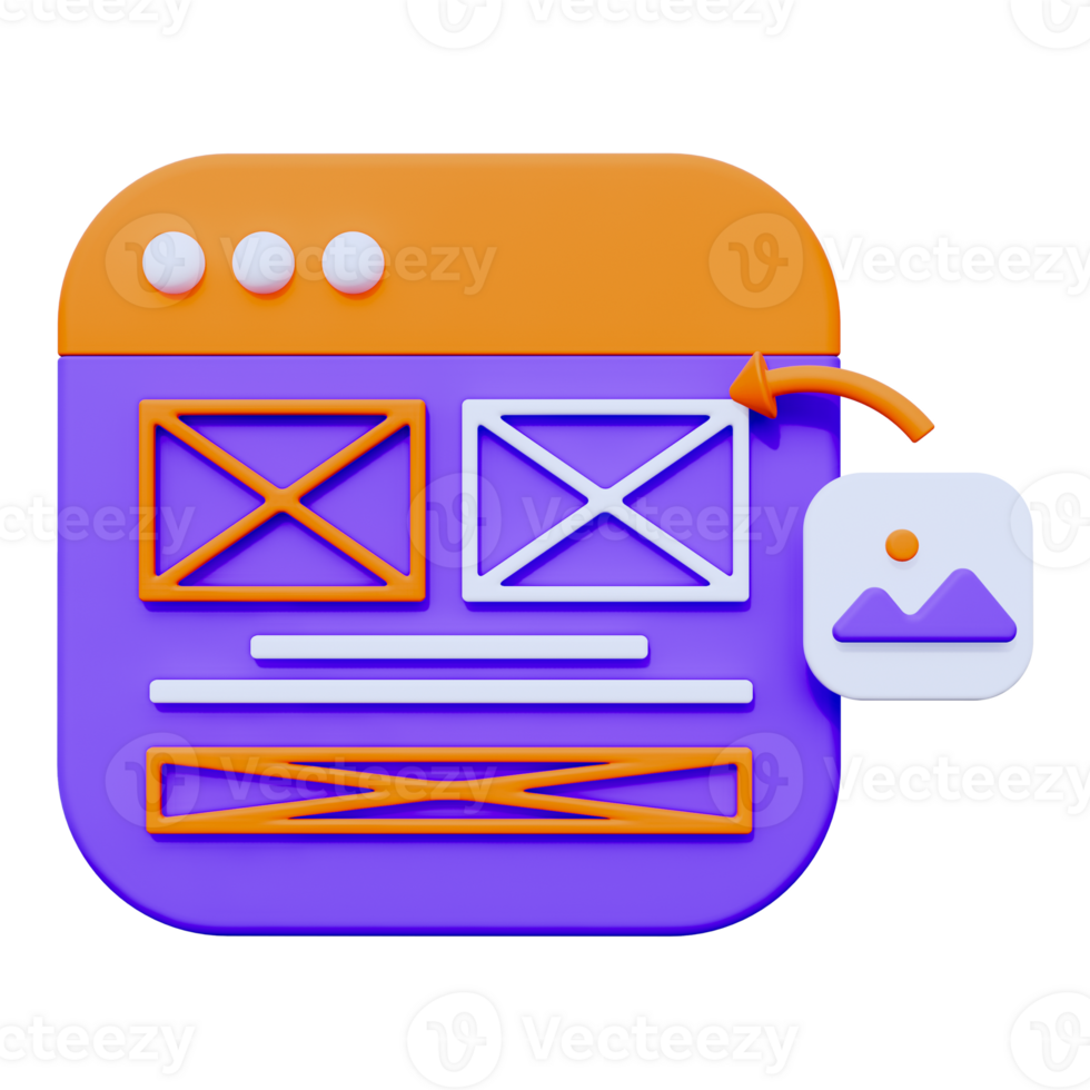 Web Layout 3D object Illustration png