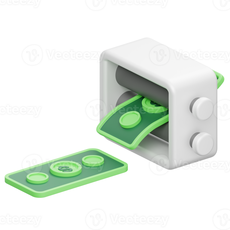 Print Money 3D object Illustration png