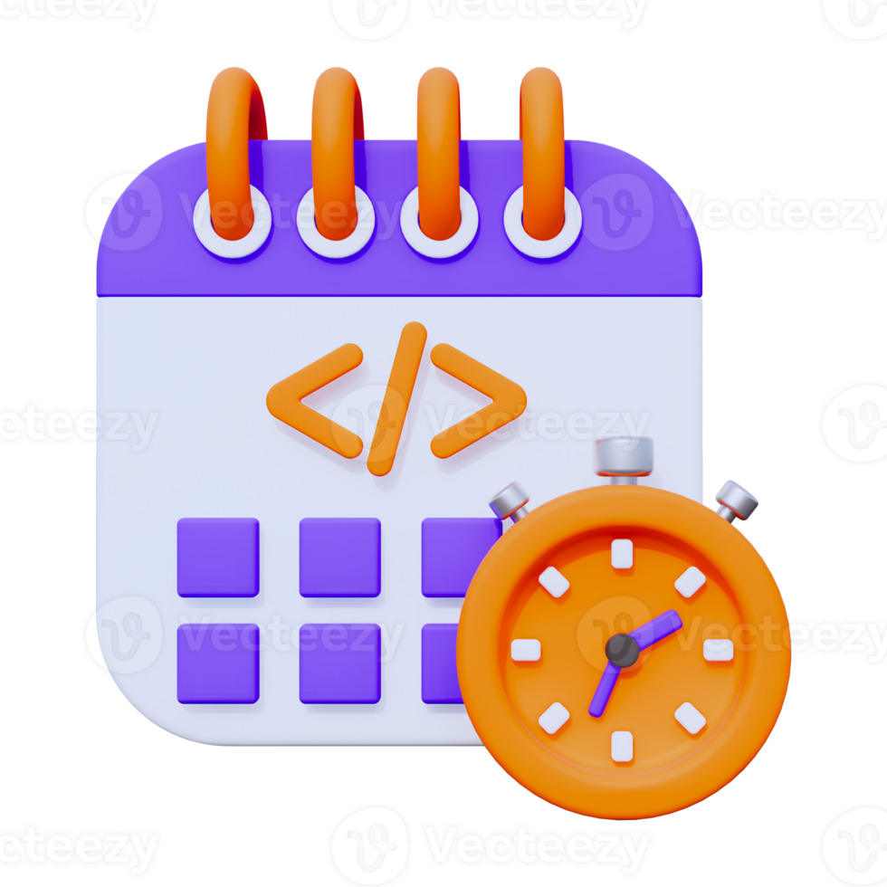 Coding Deadline 3D object Illustration png