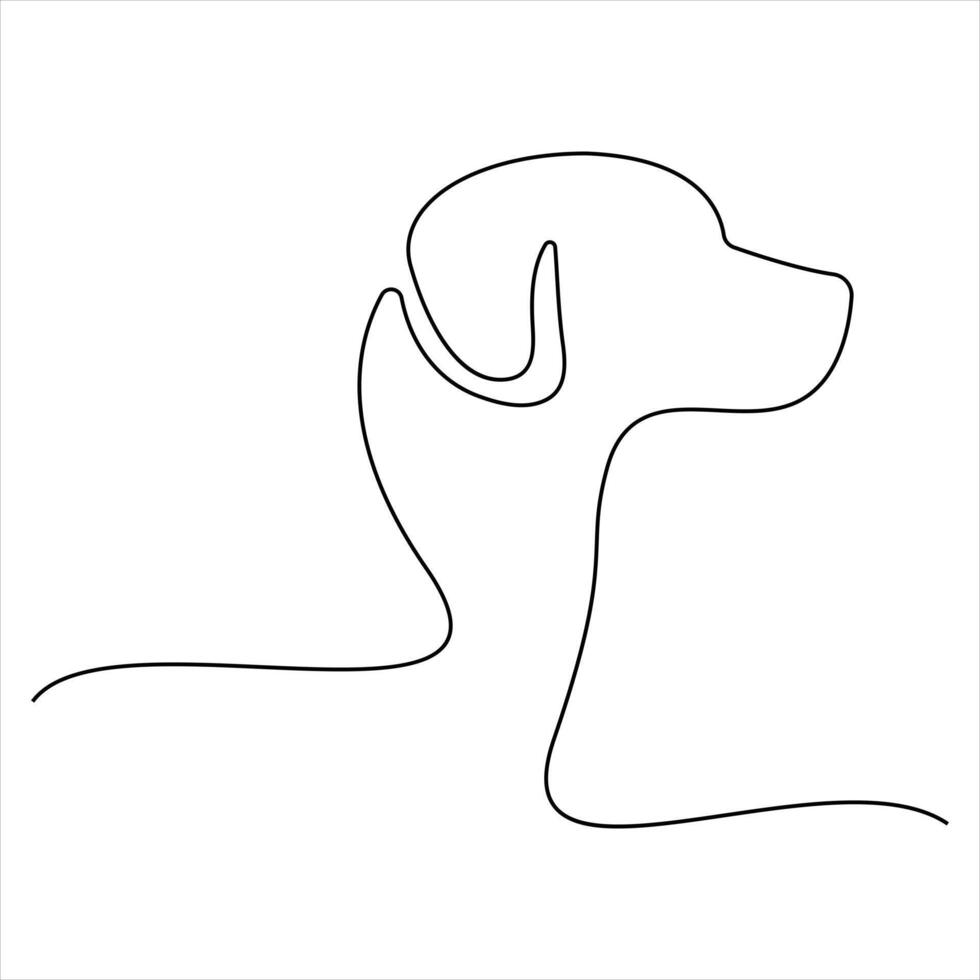Minimalist line art dog drawing illustration vector