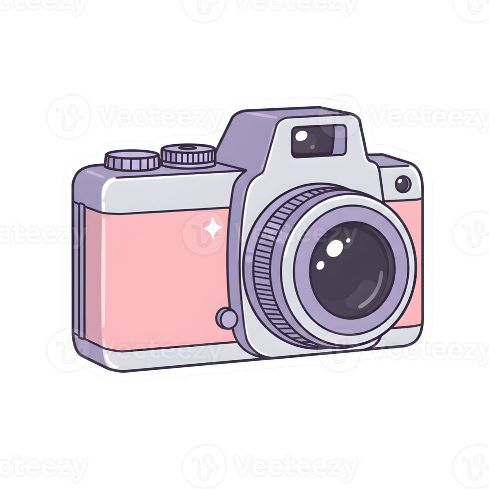Cute Photography Camera with Pastel Gradient and Glossy Details, isolated on Transparent Background png