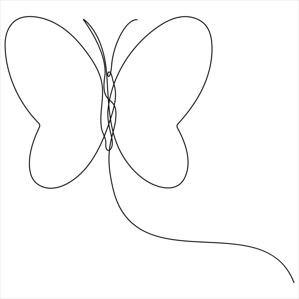 Butterfly one continuous line drawing illustration vector