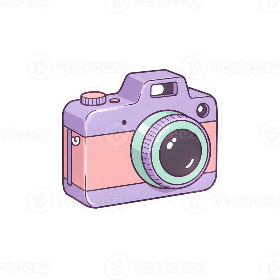 Aesthetic Cartoon Camera Illustration in Soft Gradient Colors, isolated on Transparent Background png