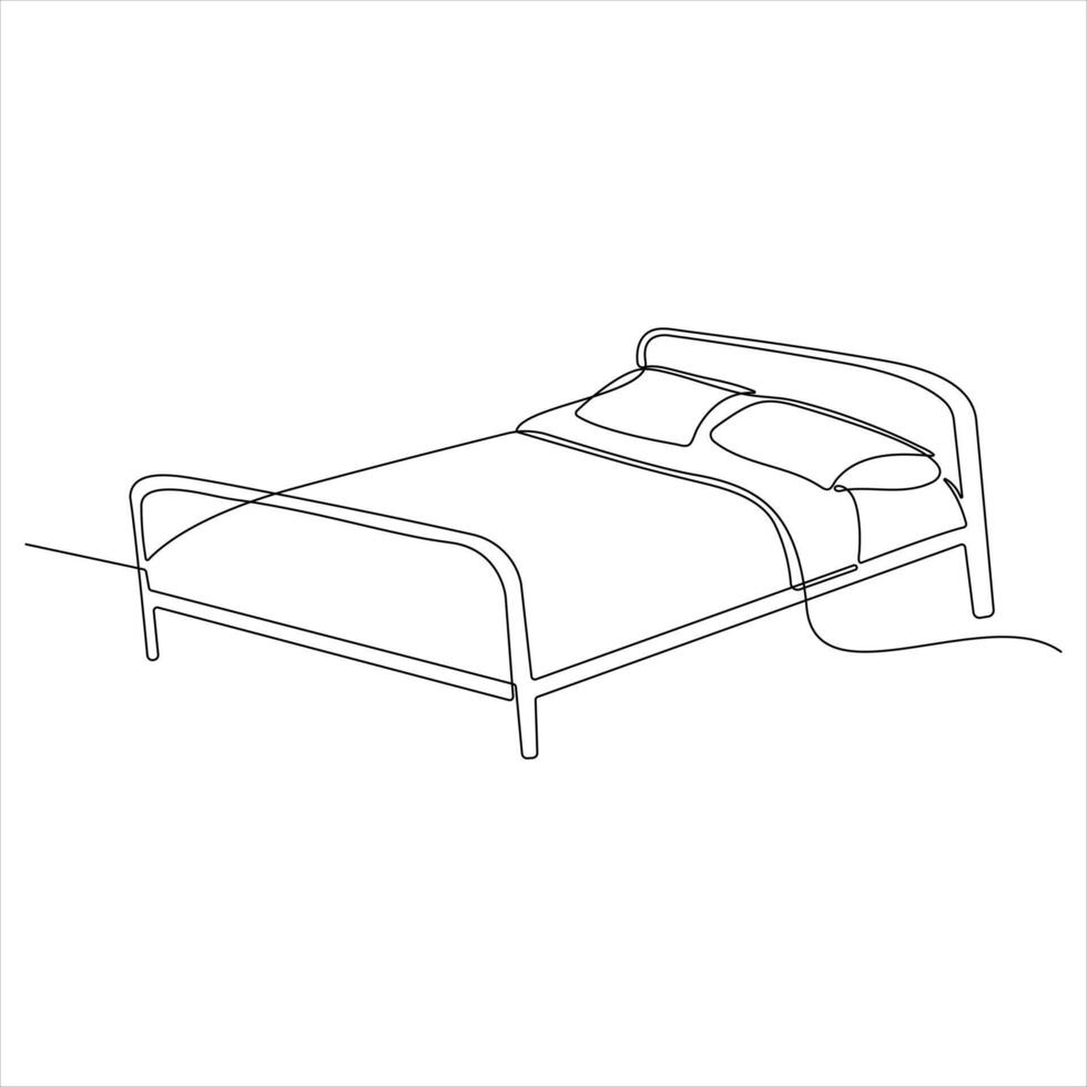 Minimalist Line Art of a Bed for Bedroom Interior design vector