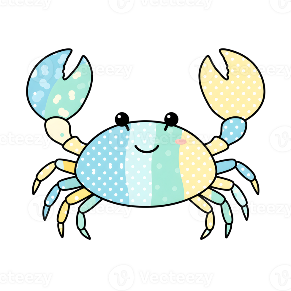 A cartoon crab with polka dots on its back png