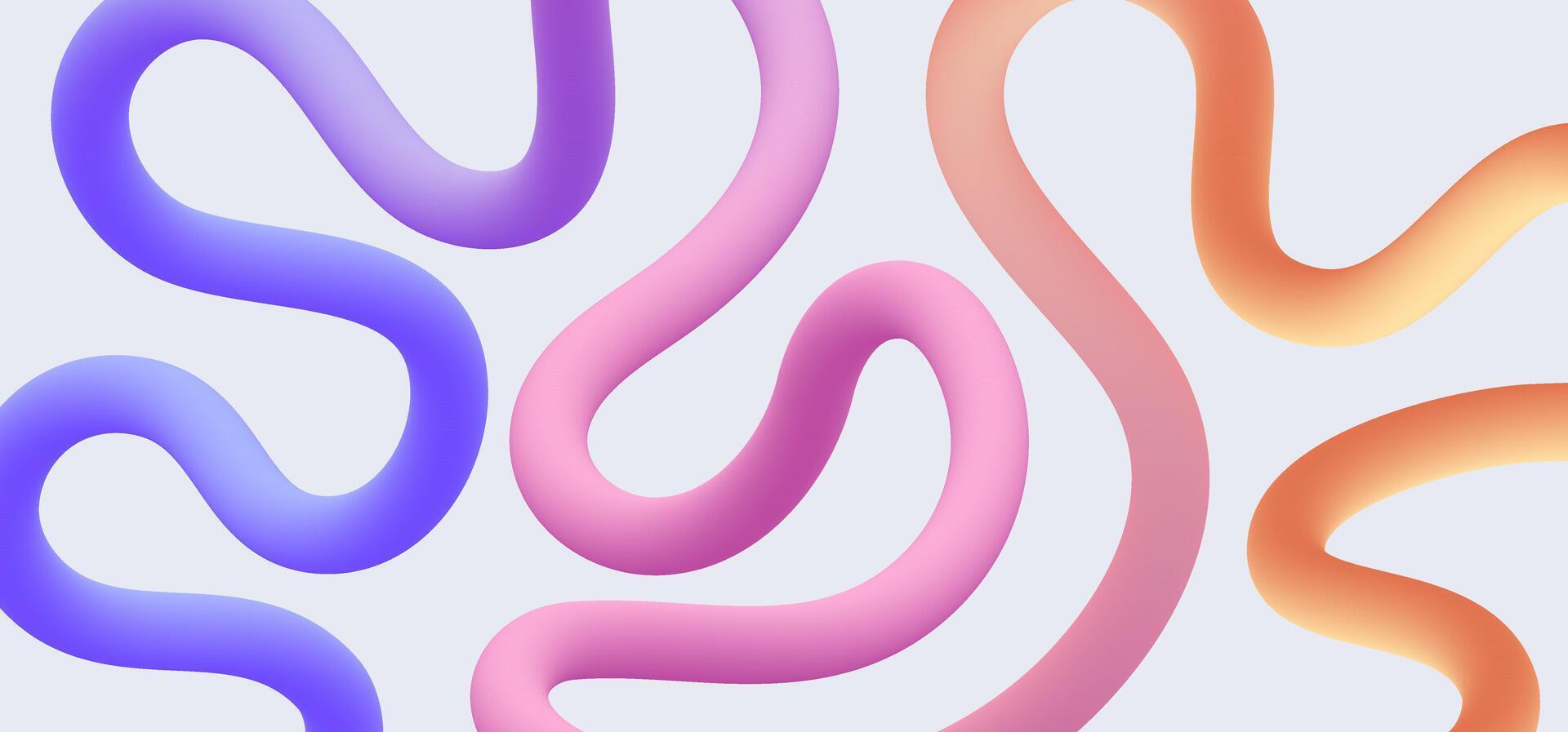 Wavy 3d ribbon with Colorful Gradient isolated on white background vector