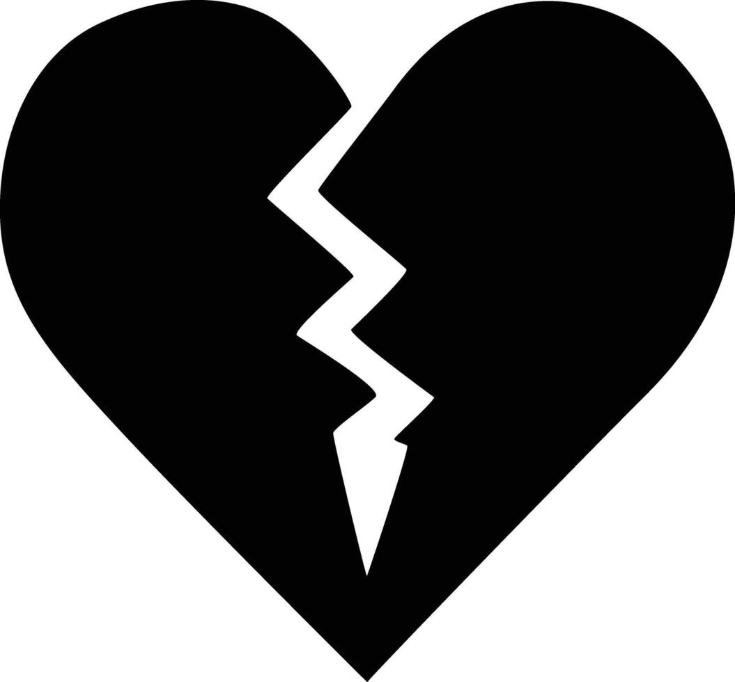 Minimalist Broken Heart Silhouette with Strong Meaning vector