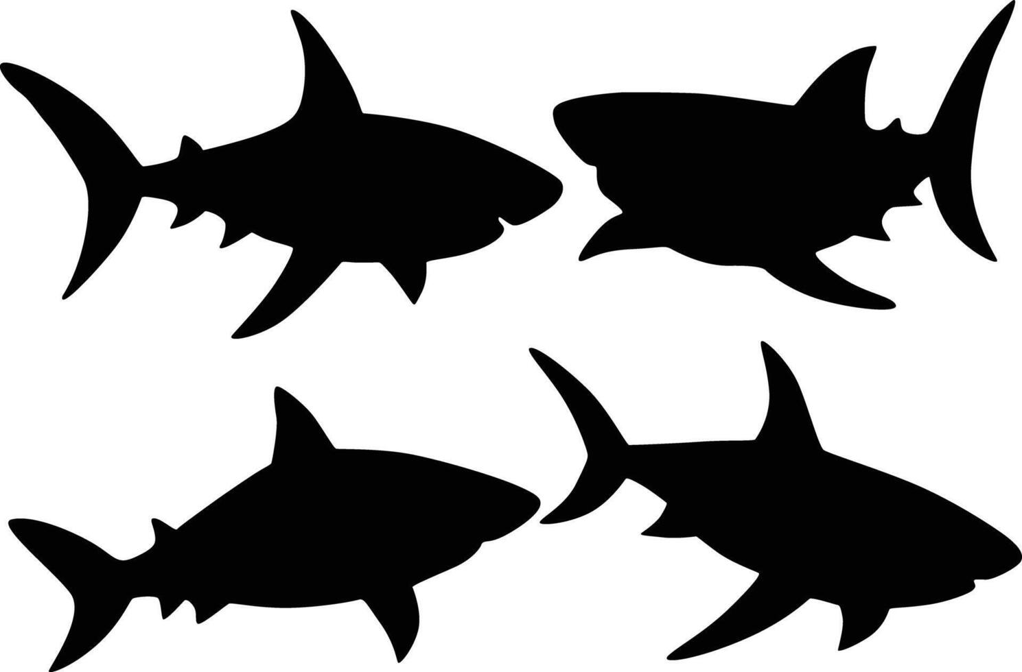 Shark silhouettes bundle design on white background vector