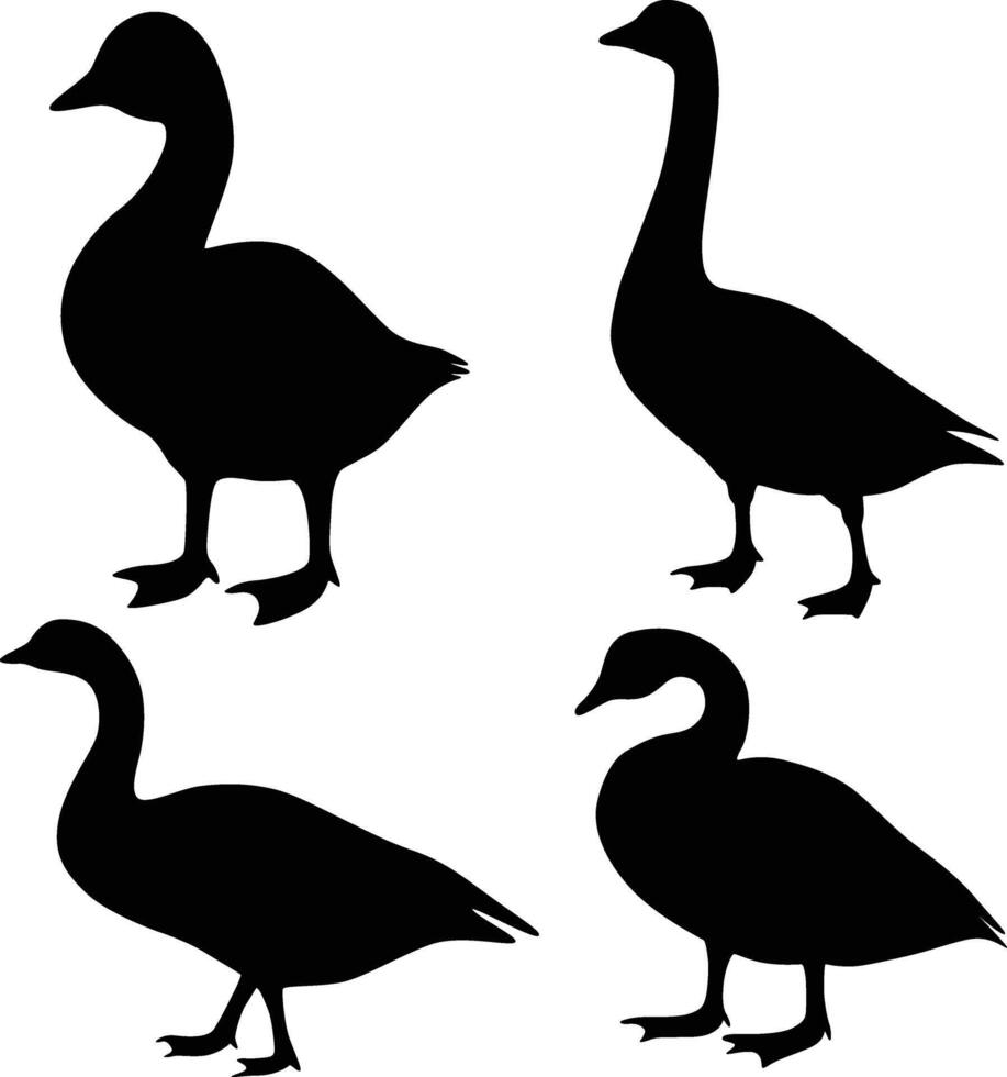 Elegant Goose Silhouettes Bundle with Stunning Poses for Artistic Creations vector