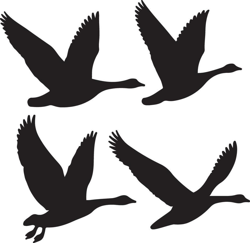 Elegant Goose Flying Silhouettes Collection Perfect for Art and Branding vector