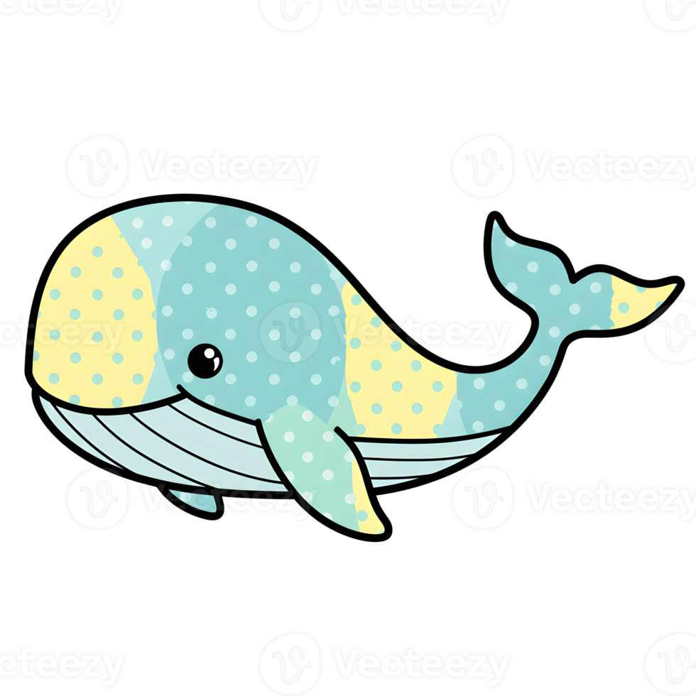 A whale with polka dots pattern and pastel colors png