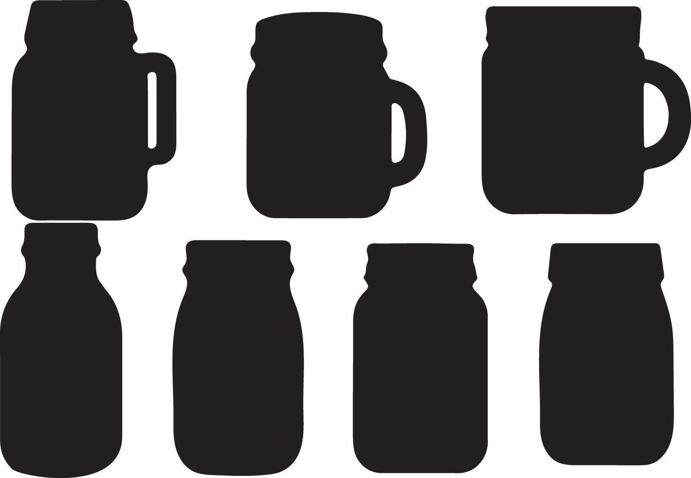 Mason jar silhouettes bundle design on white background vector