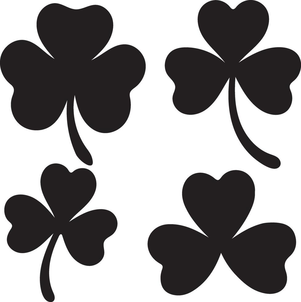 Shamrock St. Patricks Silhouettes Bundle Design vector