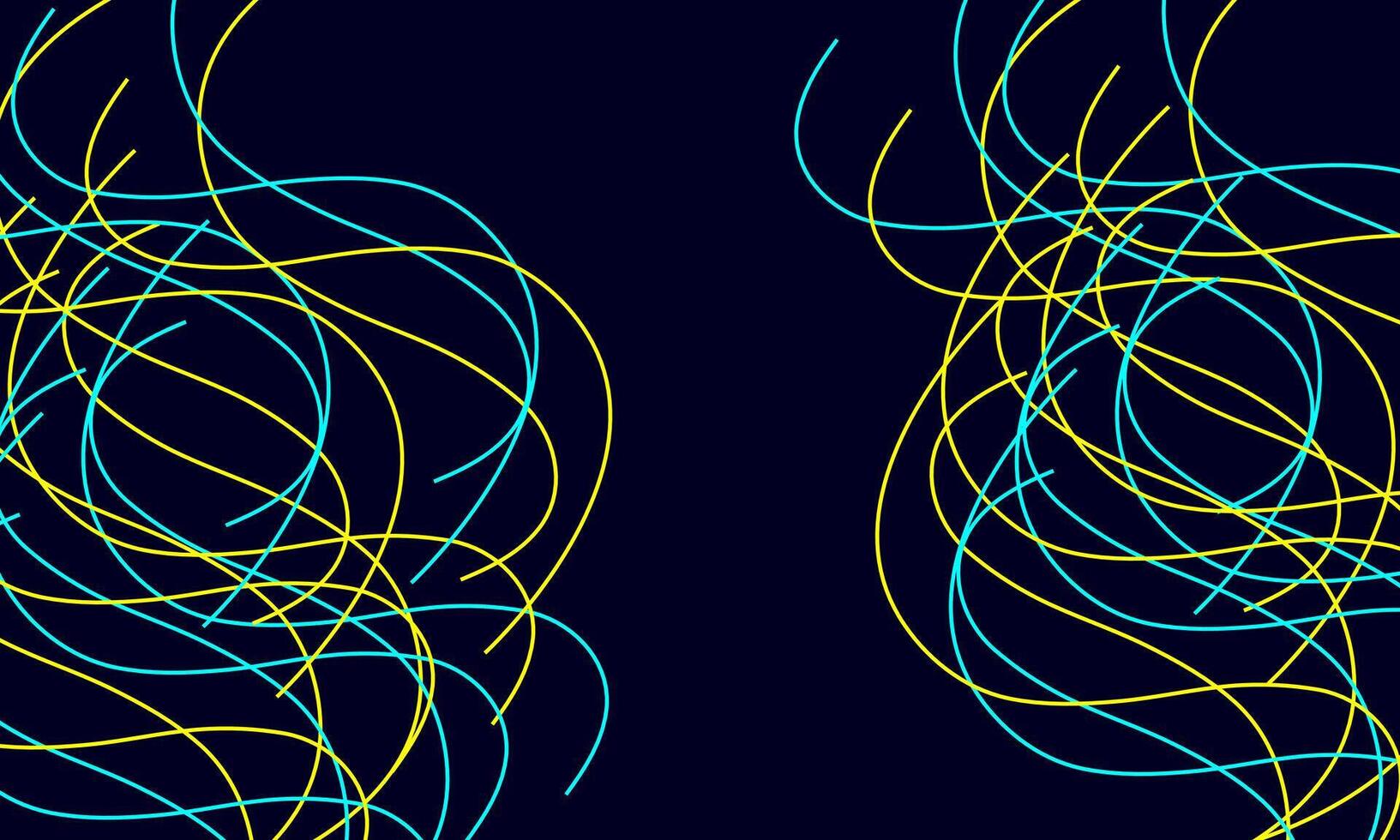 Abstract lines and curves in blue and yellow on a dark background vector