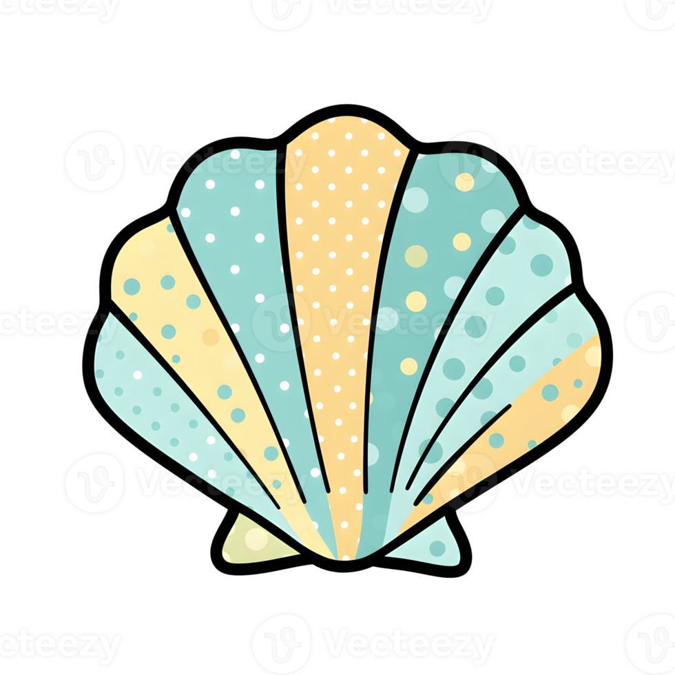 Seashell with Striped and Polka Dot Patterns on Transparent Background png