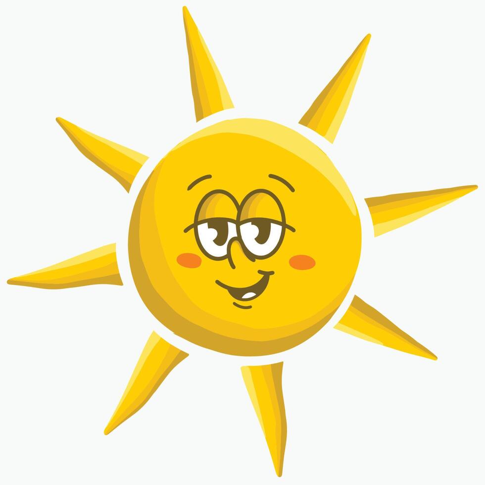 Happy Cartoon Sun Smiling vector