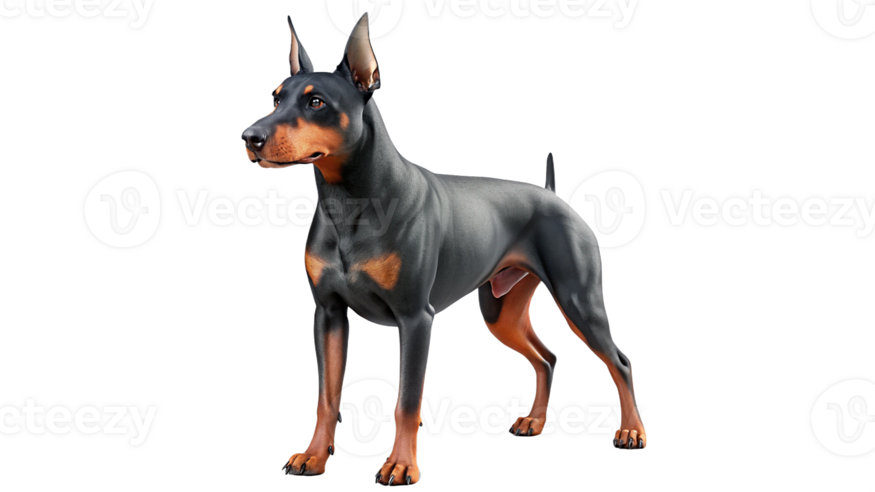 Doberman Pinscher 3D Dog Render Transparent Background png