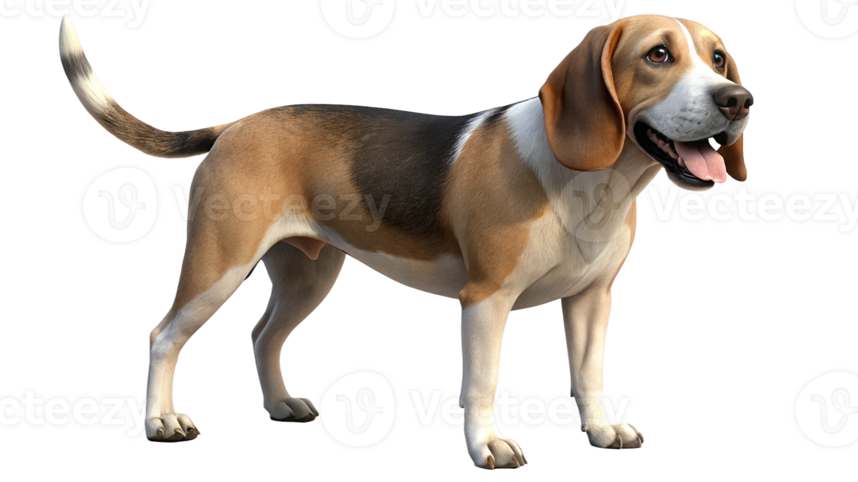 Beagle 3D Dog Render Transparent Background png