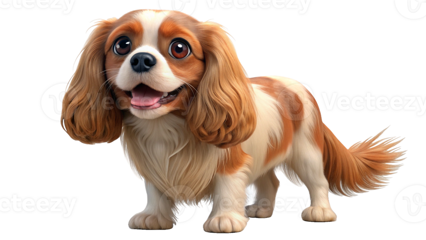 Cavalier King Charles Spaniel 3D Dog Render Transparent Background png