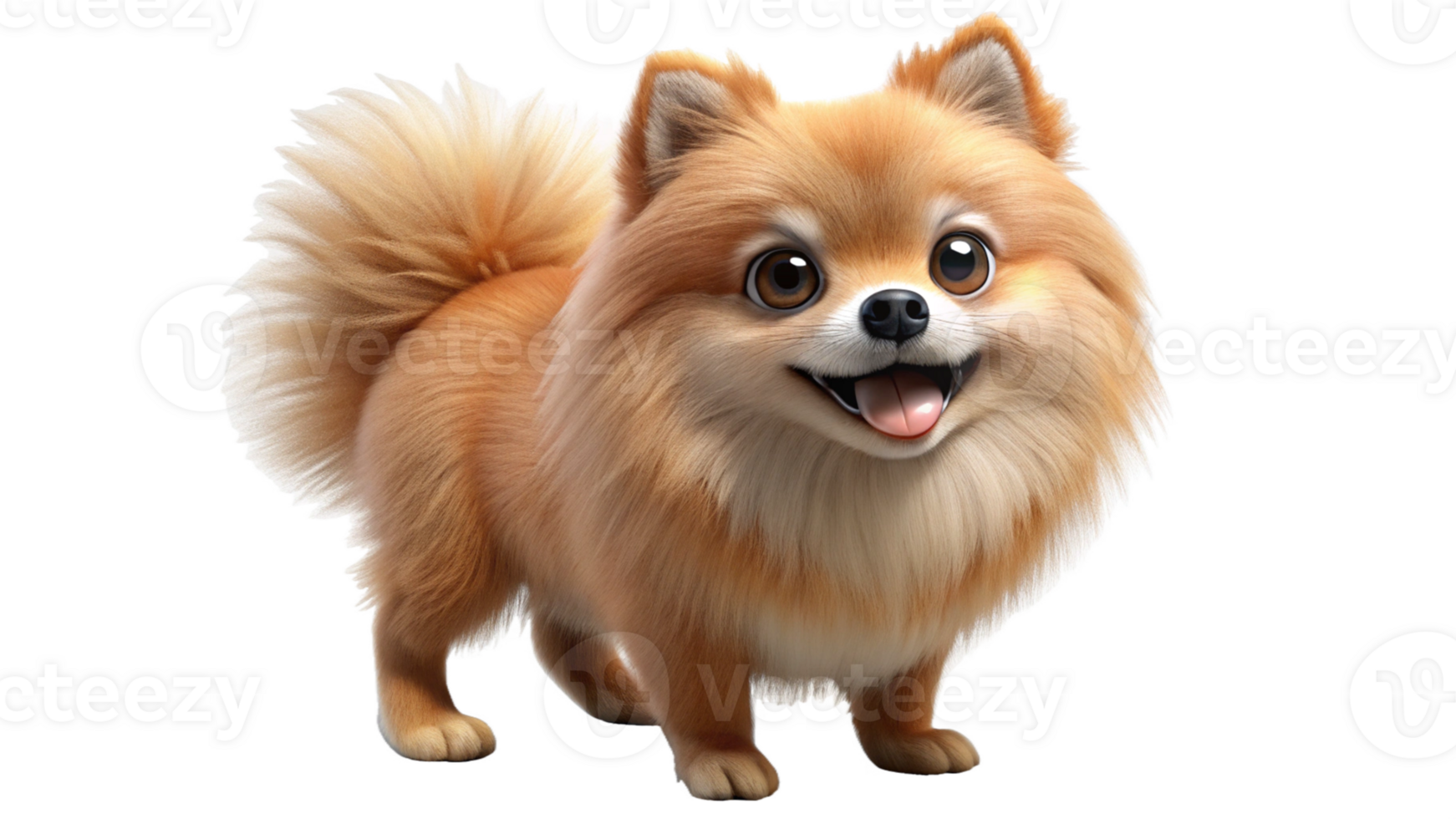 Pomeranian 3D Dog Render Transparent Background png