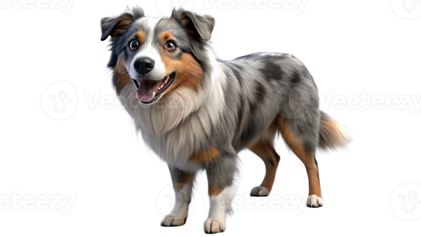 Australian Shepherd 3D Dog Render Transparent Background png