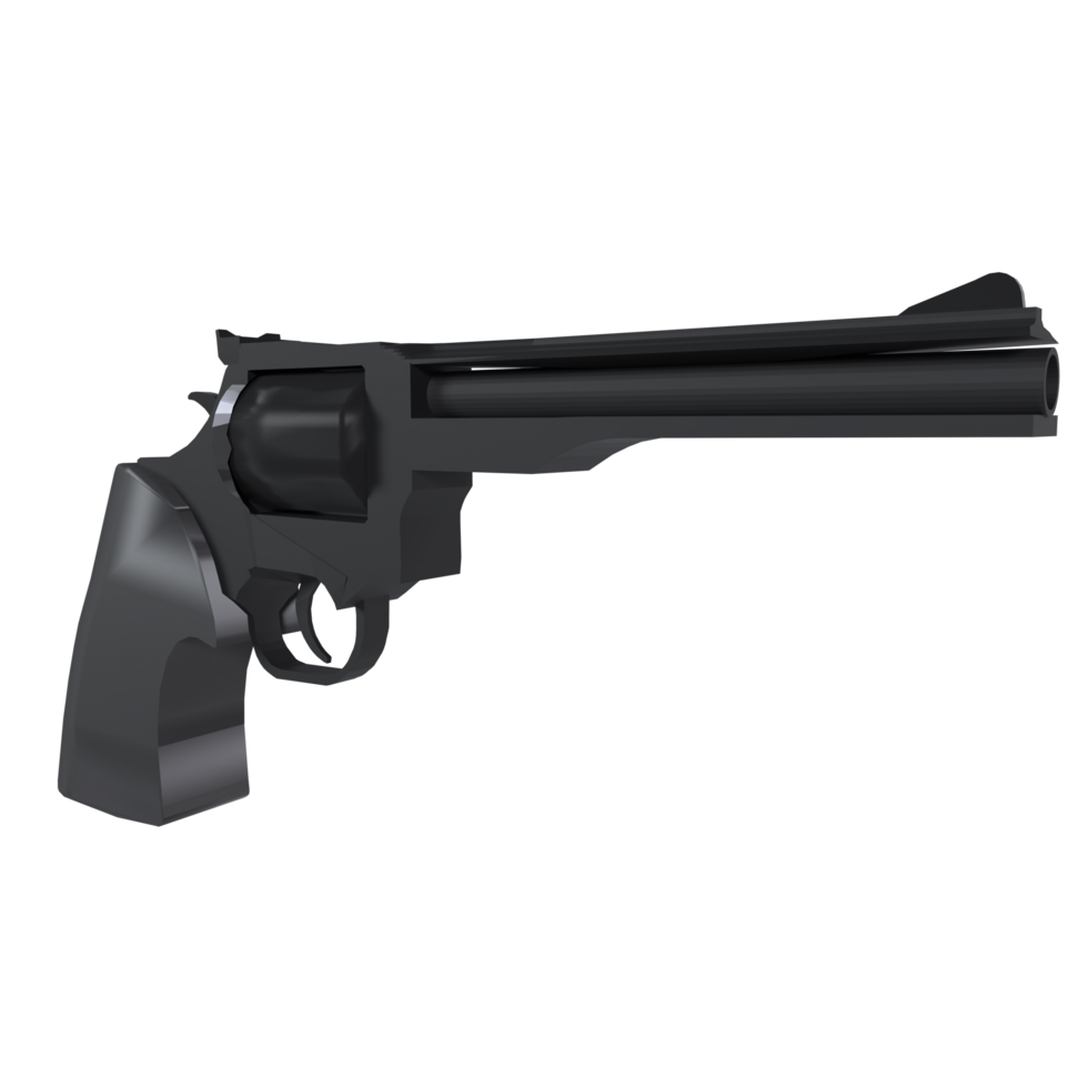 Black revolver handgun isolated on transparent png