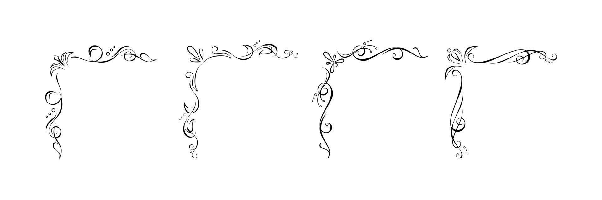 Fantasy ornamental corner elements vector