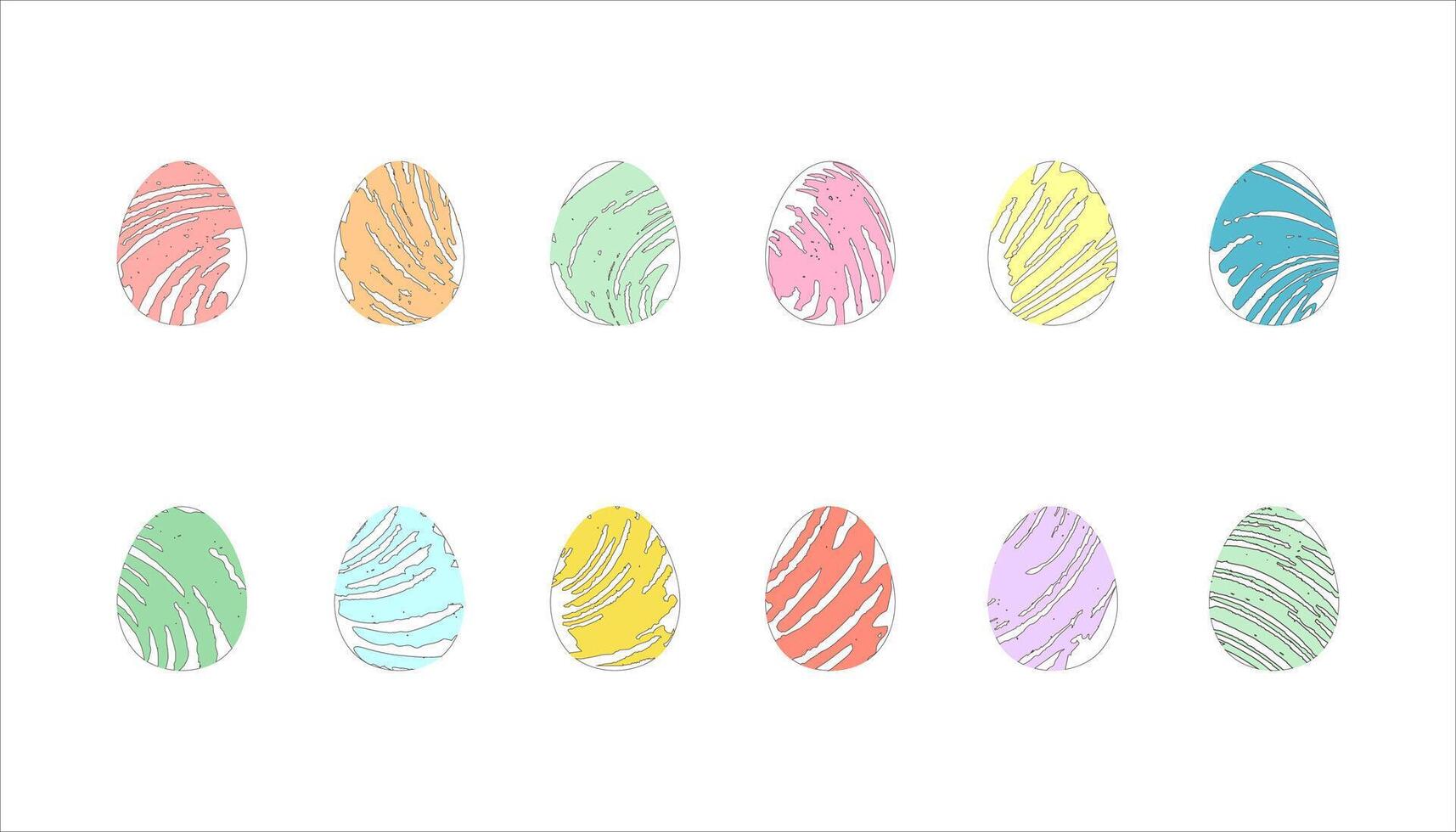 Easter eggs in colored sketchy strokes vector