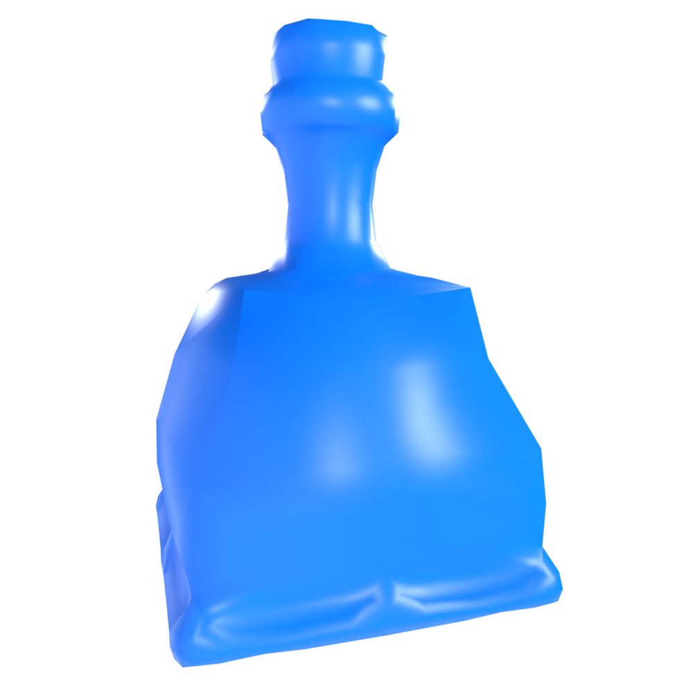 Blue bottle with a unique shape isolated on transparent png