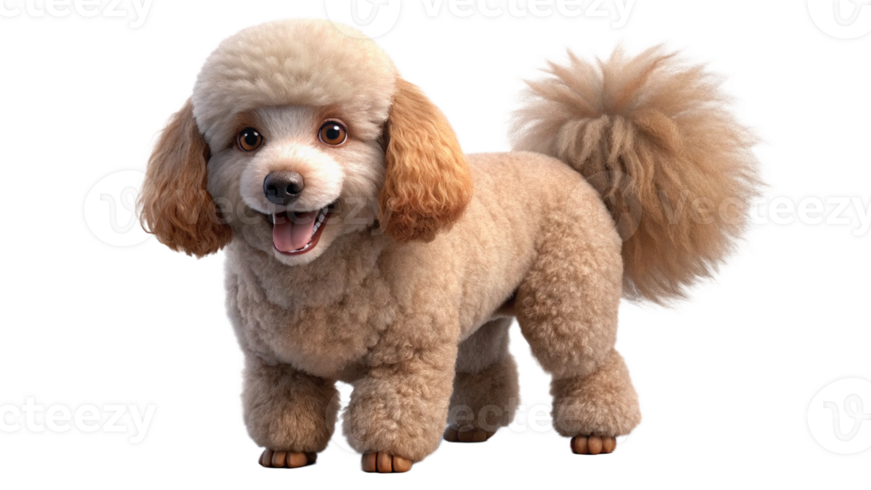 Poodle 3D Dog Render Transparent Background png