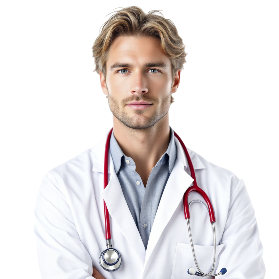 A male doctor with his arms crossed png