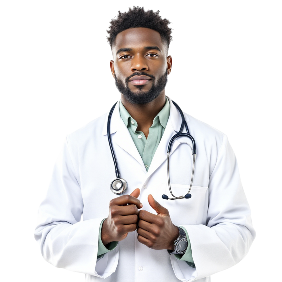 A black male doctor with a stethoscope png